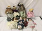 8x composite and porcelain dolls. Amanda Star and more. Largest doll measures approximately 20x9x5