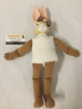 Ceramic rabbit doll with cloth body. Measures approximately 18x13x3.5 inches. JRL