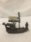 Vintage carved wood junk boat with affixed sailor - as is