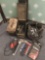 Hand tools & sander w/ 2 ammunition cannisters - bag of alltrade sockets and an ammo box of wrenches