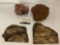 Lot of 4 fossilized wood/petrified wood pieces - 2 are flat cut samples