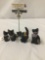 4 modern Fenton glass Halloween art figures incl. Scaredy cat, mini kitten and curious cat