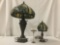 Pair of antique roadshow reproduction Tiffany style desk lamps with composite stained glass shades