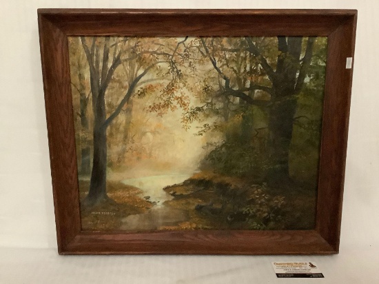 Vintage framed original oil painting signed by artist Indian Summer Noontide by Hans Forster