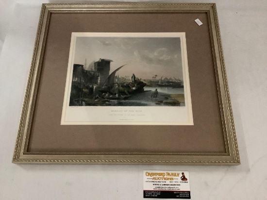 Framed steel engraved print with hand coloring - Egypt, Morning on the Nile - after J. Jacobs