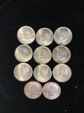 Collection of 11 1964 silver Kennedy half dollars. A couple in really great condition