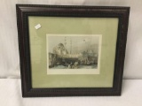 Vintage hand tinted steel engraving of W.H. Bartletts Mosque of Sultana Valide from the Port in wood