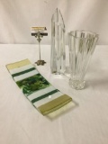 Lot of 3 glass pieces - 1 Baccarat & 1 Rosenthal crystal vase & 1 unsigned fused glass piece