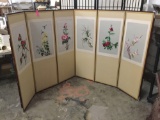 Vintage Chinese hand embroidered flower screen partition with 6 panels -