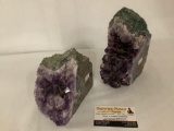 Set of Amethyst quartz cut bookends