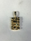 14k yellow gold patterned nugget pendant - 3.8 grams ttw