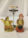 2 modern Fenton glass Halloween art figures - Buttercup Ghost, and Buttercup Kandy