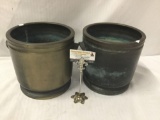 Pair of vintage copper charcoal buckets