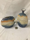 Pair of South American style ceramic vases signed on the bottom - nice design