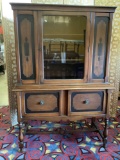 Vintage art deco mahogany china cabinet with side door and 2 drawers w/ classic styling