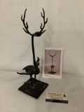 Replica Chinese bronze crane with deer's antlers metal sculpture