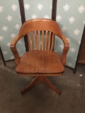 Antique wooden adjustable office chair - missing casters