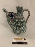Turkish ceramic handmade pitcher by artist R. Sadi - lovely design