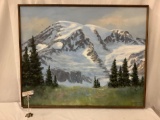 Large original mountain scene oil painting on board by artist James Eichelberger (1936-2008)