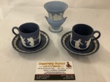 Lot of 5 pc of Wedgwood pottery made in England - 2x cups and saucers + vase