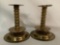 Two brass colored tin candle holders from Sweden. Mild warping on the tops. Measures approximately