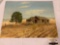 Unframed original painting on canvas panel of abandoned barn by John Corson, 1964, approximately 24