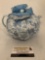 Pristine Pottery Blue ceramic teapot with cloth wrap, approximately 9 x 6 inches.