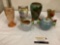 Lot of 6 vintage/antique home decor, ceramic vase, carnival glass, bird bud vase, creamer and sugar