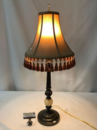 Vintage style modern lamp, tested and working, approx 33x14 inches.