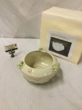 Lenox Floral Frog Bowl, Fine Ivory China 2001. Handcrafted in China. Delicate rose and pale green