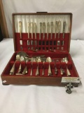 82 piece silver plate flatware w/ various makers - WM Rogers, Reed & Barton, etc + 2 sterling spoons