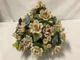 Decorative capodimonte finely made porcelain floral bouquet , shows some wear (see pics)