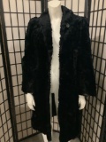 Antique black fur ladies coat, lining is torn, approximately 16x41 inches.