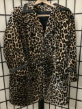 Antique ladies imitation cheetah print coat, approx 32x17 inches
