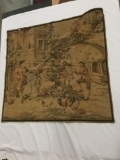 Vintage 40's/50's machine made French woven tapestry with outdoor city scene