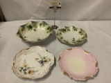 4pc of antique Limoges - RS Prussia bowl and plate set & 2 Elite Limoges - France plates