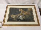 Large framed Leopard home decor animal print by unknown artist