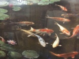 framed Kurt Walker koi fish pond print approx 30 x 30 inches.