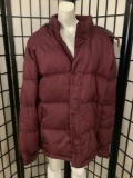 Eddie Bauer winter coat jacket in maroon with hood, size Large / Tall approx 31x24 inches.