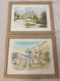 Pair of Watercolor Paintings, signed Tousset and Legai - European scenes