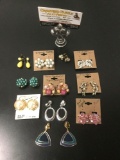 Collection of 11 pieces of vintage and modern costume jewelry earrings