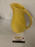 Yellow Fraciscan Ware ceramic pitcher, approx 9x7 inches.