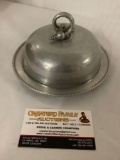 BW Buenlum pewter butter dish with glass bowl insert, approx 7x3 inches.
