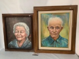 Lot of 2 original portrait painting by Rita Parten, approx 24x28 inches