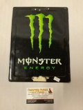 Monster energy drink enamel sign, approx 8x11 inches.