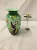 Asian Porcelain Vase With floral decorations, approx 7x7x11.5 inches. JRL