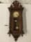 Antique German RA time strike wall clock with mahogany case, steeple topper and pendulum