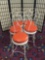 5 vintage iron cafe chairs from Puyallup Fair Restaurant w/ orange vinyl seats and heart backs