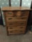 Antique serpentine front 5 drawer dresser with brass pulls, dovetailing etc
