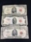 Collection of 3 Red Seal American bills. A pair of 1963 $5 bills and a 1953 $2 bill